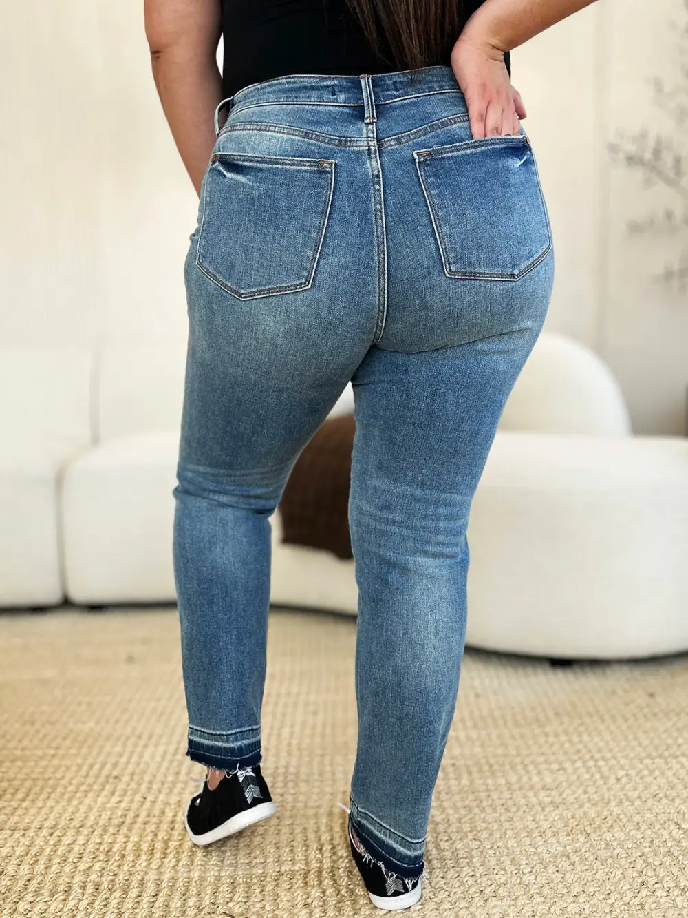 Mid Rise Rigid Magic Release Hem Denim Jeans