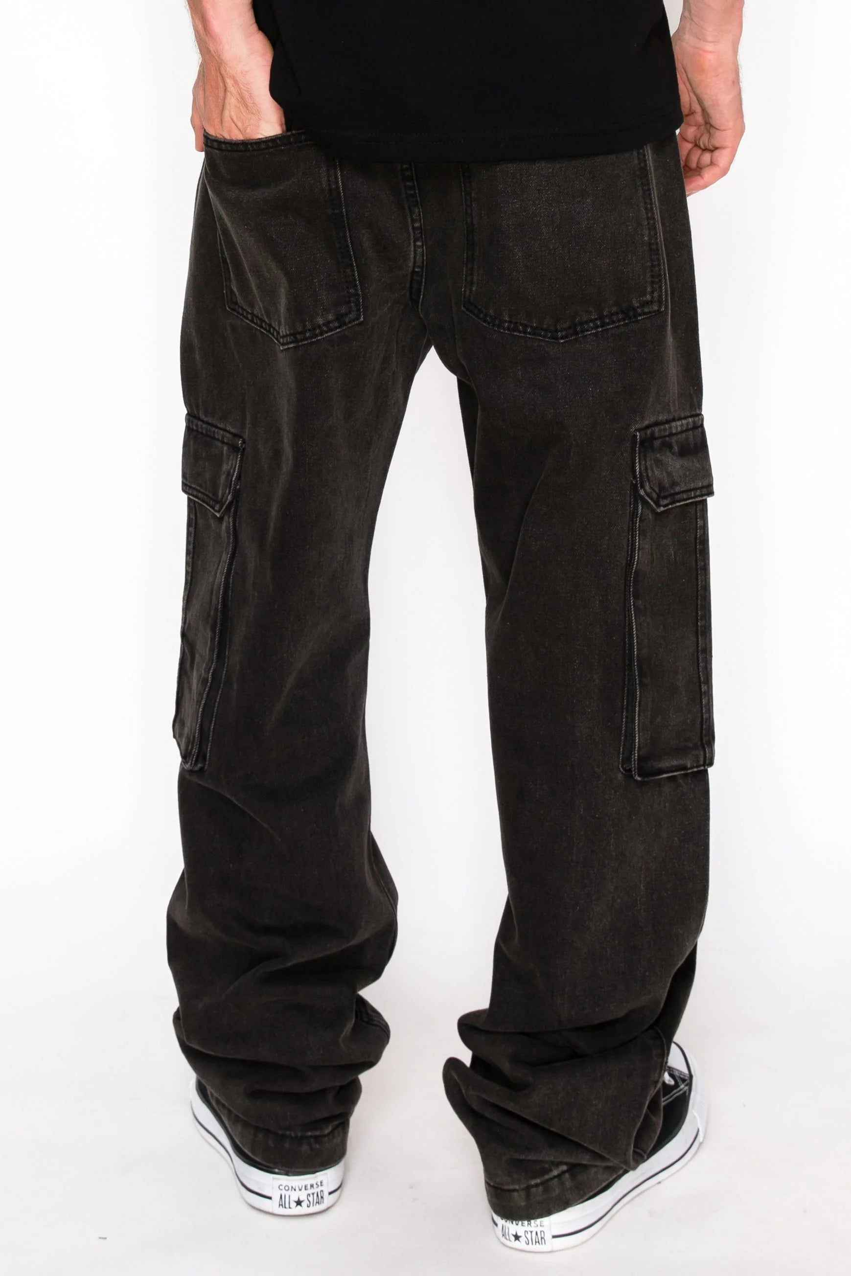 Men's Front Seam Baggy Fit Cargo Denim Jeans