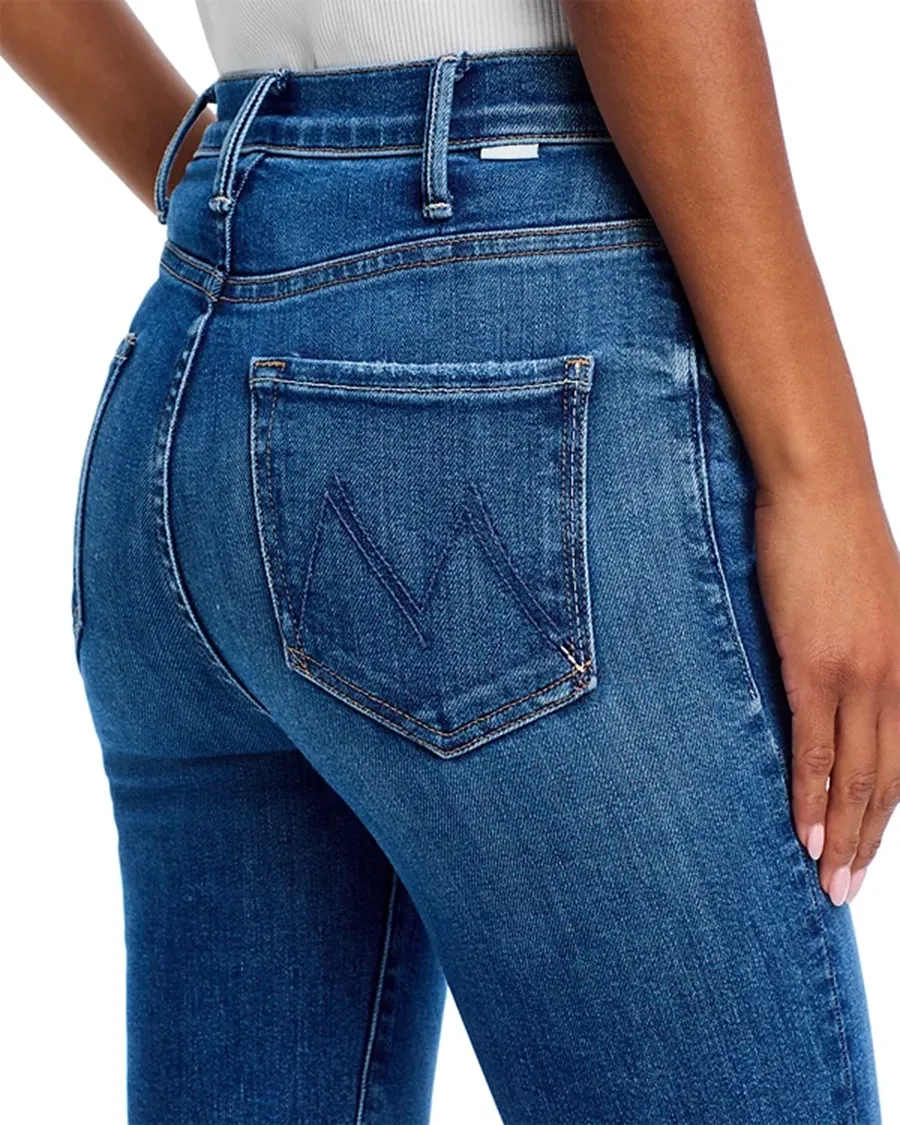 Belt Loops High Rise Flare Leg Ankle Jeans