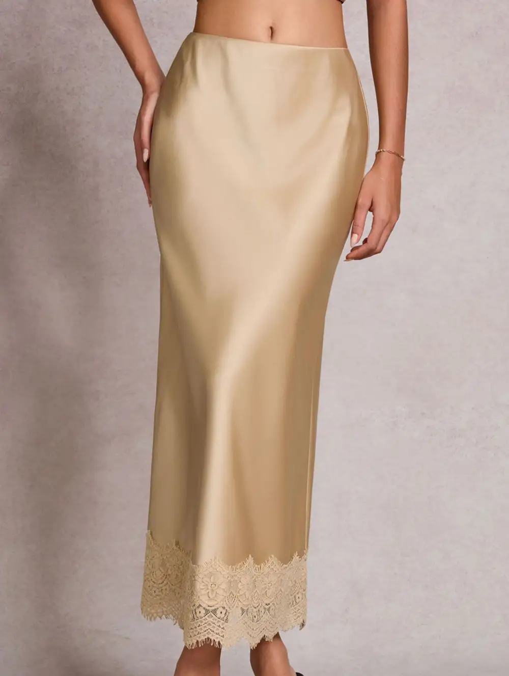 Lace Satin Bodycon Skirt