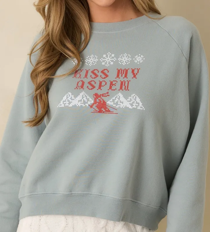 Slate Blue Ski Graphic Sweatshirt