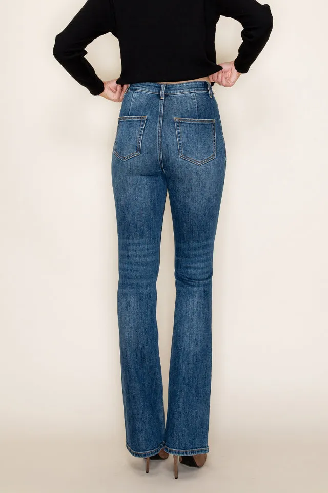 Women's High Rise Wide Leg Stretch Denim Jeans