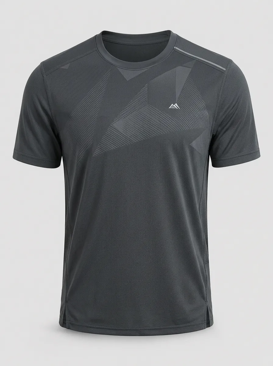 Men's Charcoal Graphic Print Performance T-Shirt