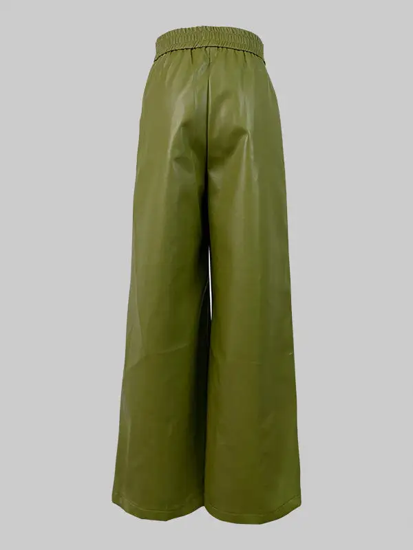 Women's High Waist Loose Fit Pleated Pocket Pants