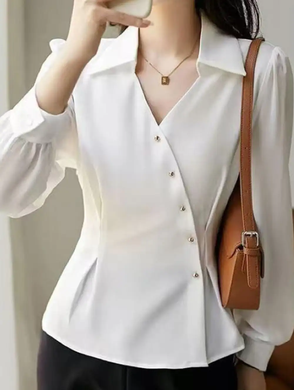 Satin Long Sleeve Button Shirt