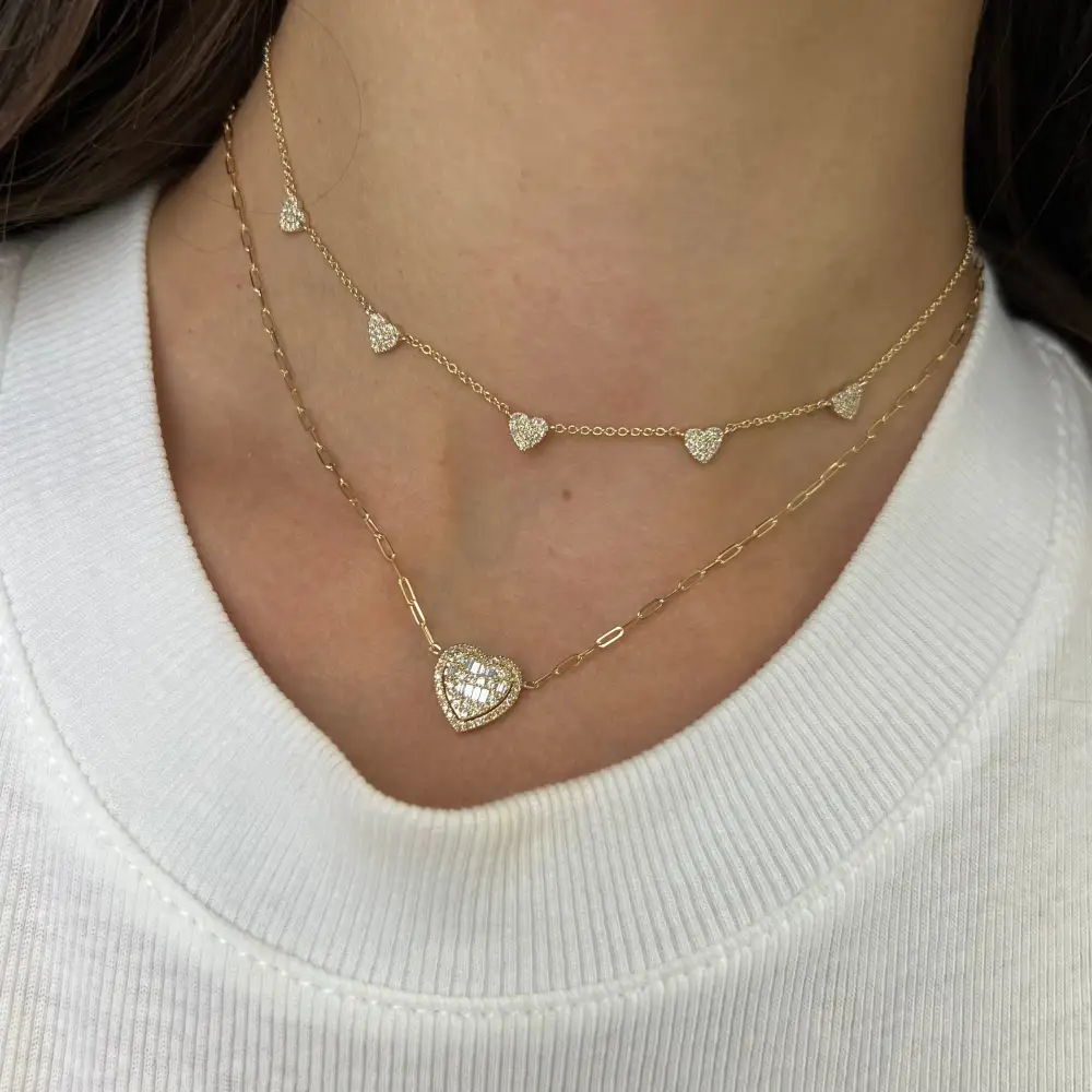 Classic Clean Line Heart Diamond Necklace