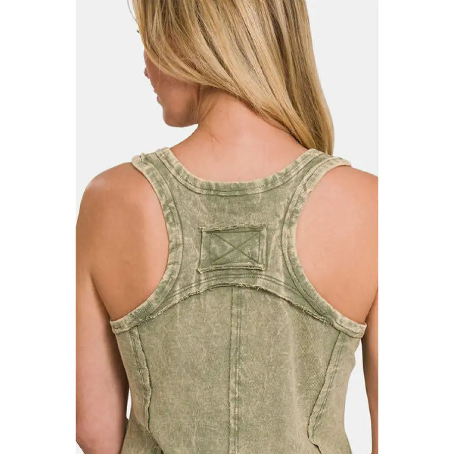 Exposed Seam V Neck Wide Strap Tank