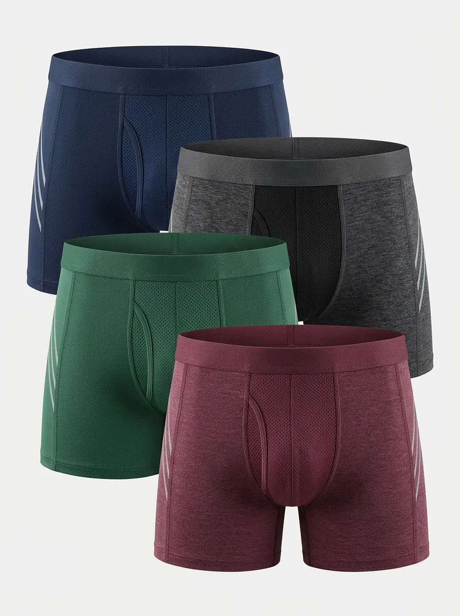 Timeless Printed Modern Look Men's Four Pack Boxer Briefs