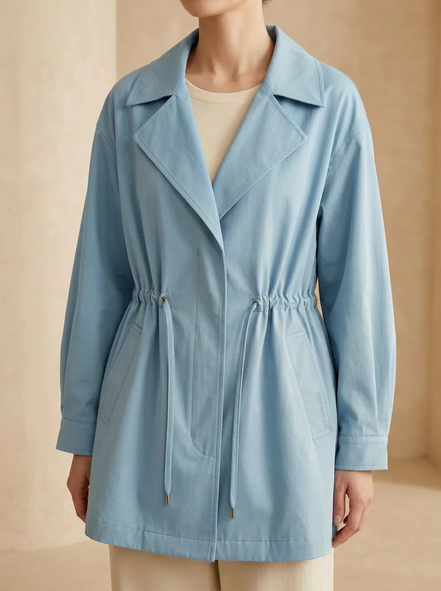 Drawstring Waist Trench Coat