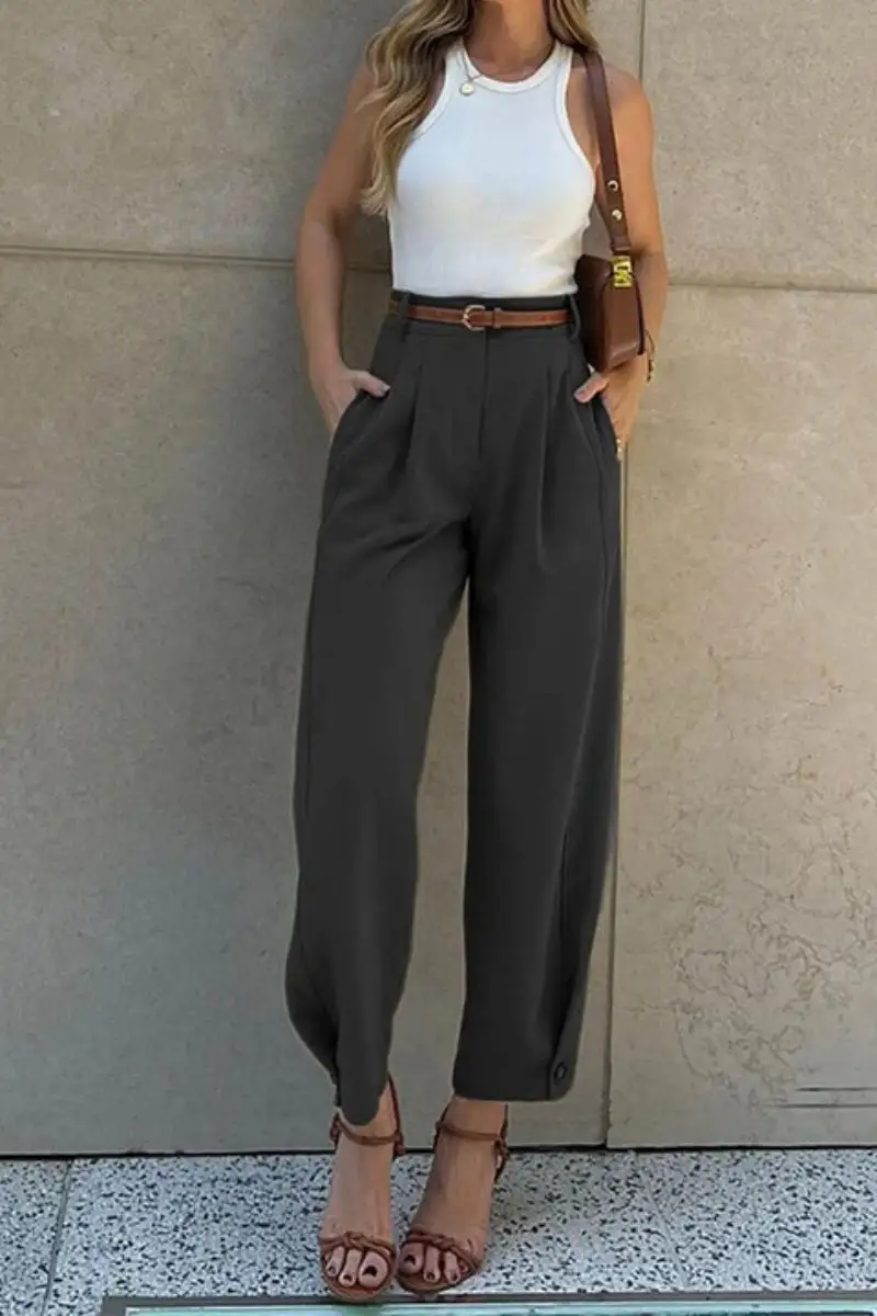 High-Waist Drawstring Loose Pants