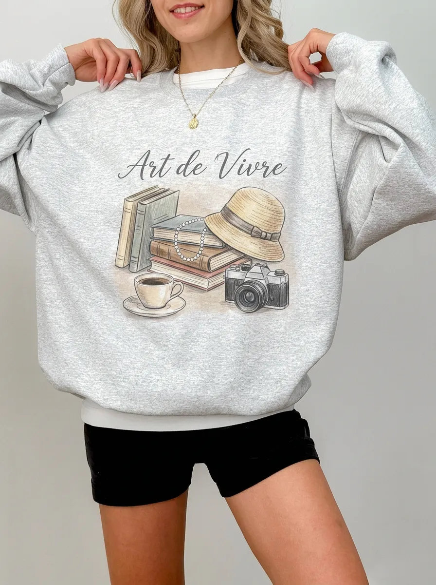 Women's Art de Vivre Books Camera Hat Graphic Sweatshirt