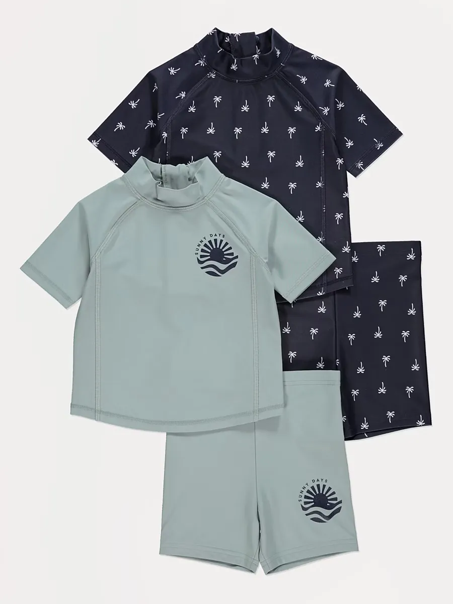 Palm Sun Swim Top and Shorts Outfit 2 Pack