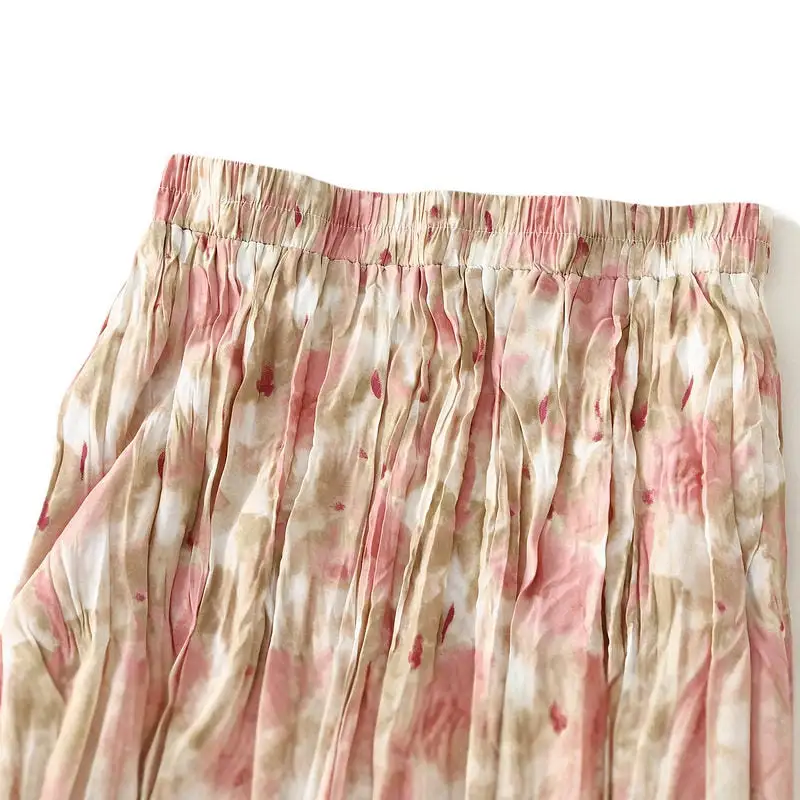 Pleated High Waist Floral Pleated Skirt