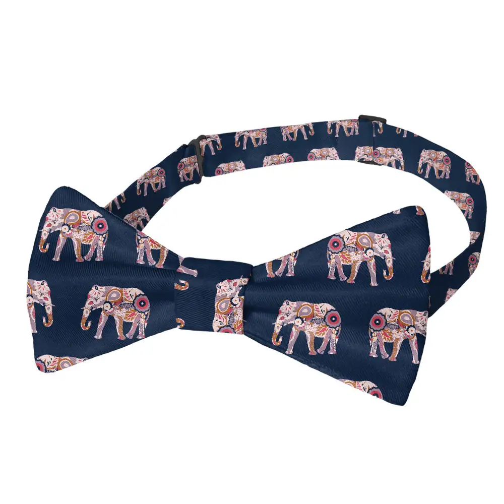 Floral Elephants Motif Bow Tie