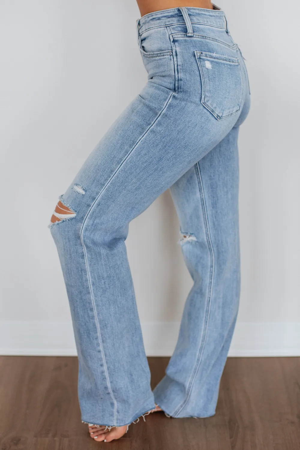 Women's High Rise Mid Rise Wide Leg Jeans