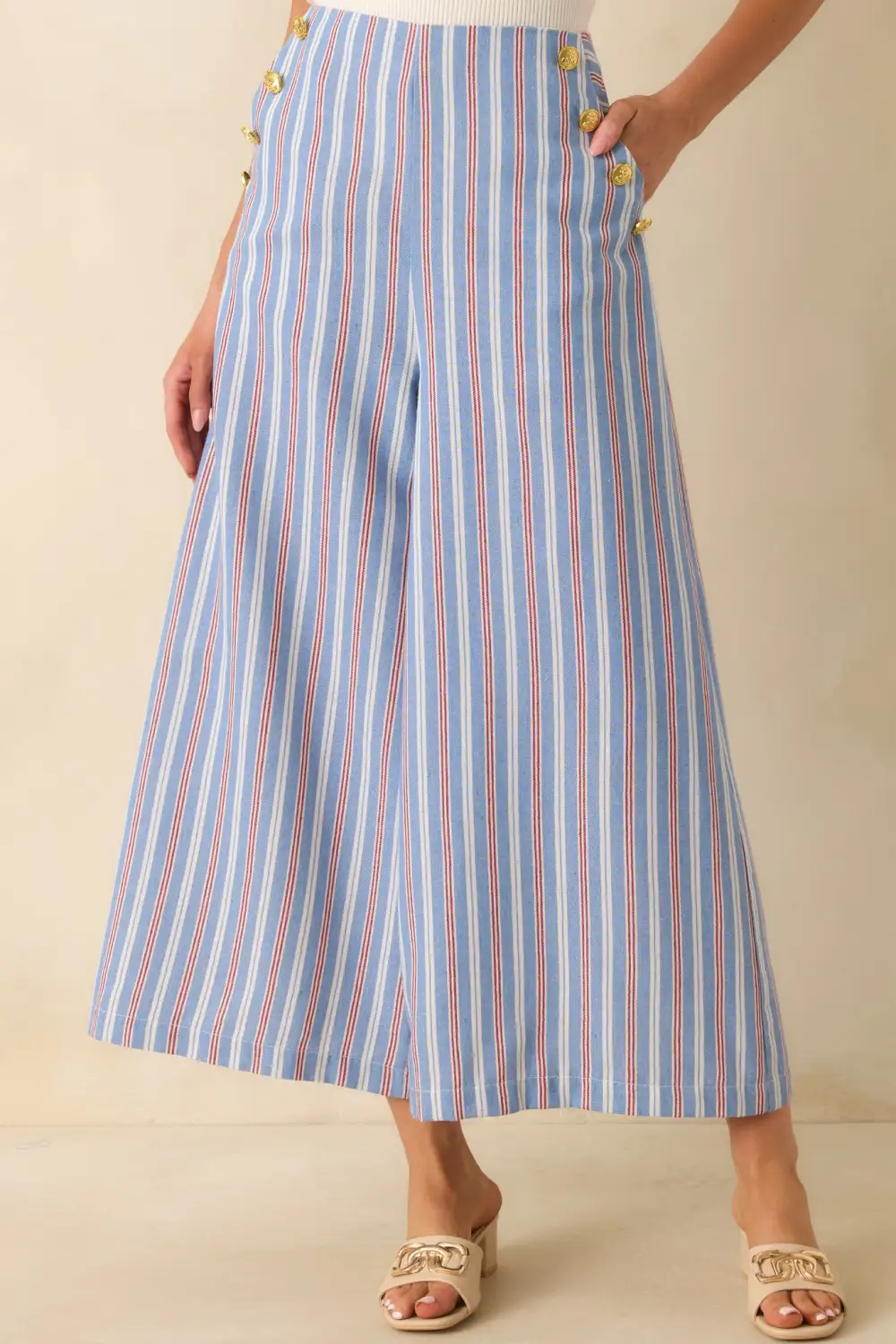 Striped Wide Leg Wide Leg Pants
