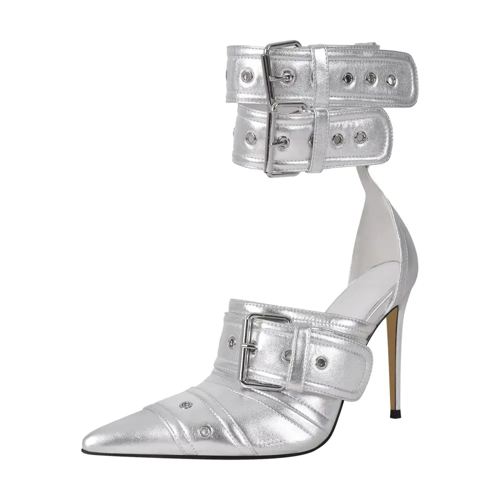 Sleek Pointed Toe Stiletto Buckle Strap Pumps