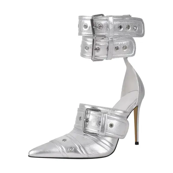Sleek Pointed Toe Stiletto Buckle Strap Pumps