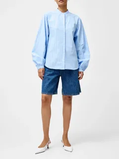 Classic Modern Striped Stand Collar Shirt