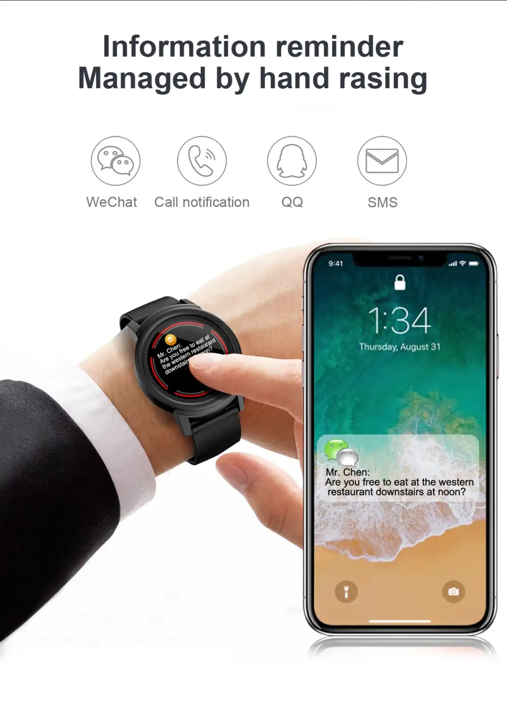 1.3' Full HD IPS Circular Screen band heart rate Monitor Smart Watch