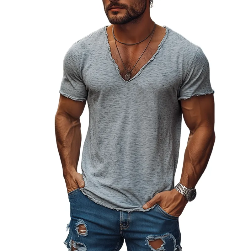 Woven Trim Ribbed Tee