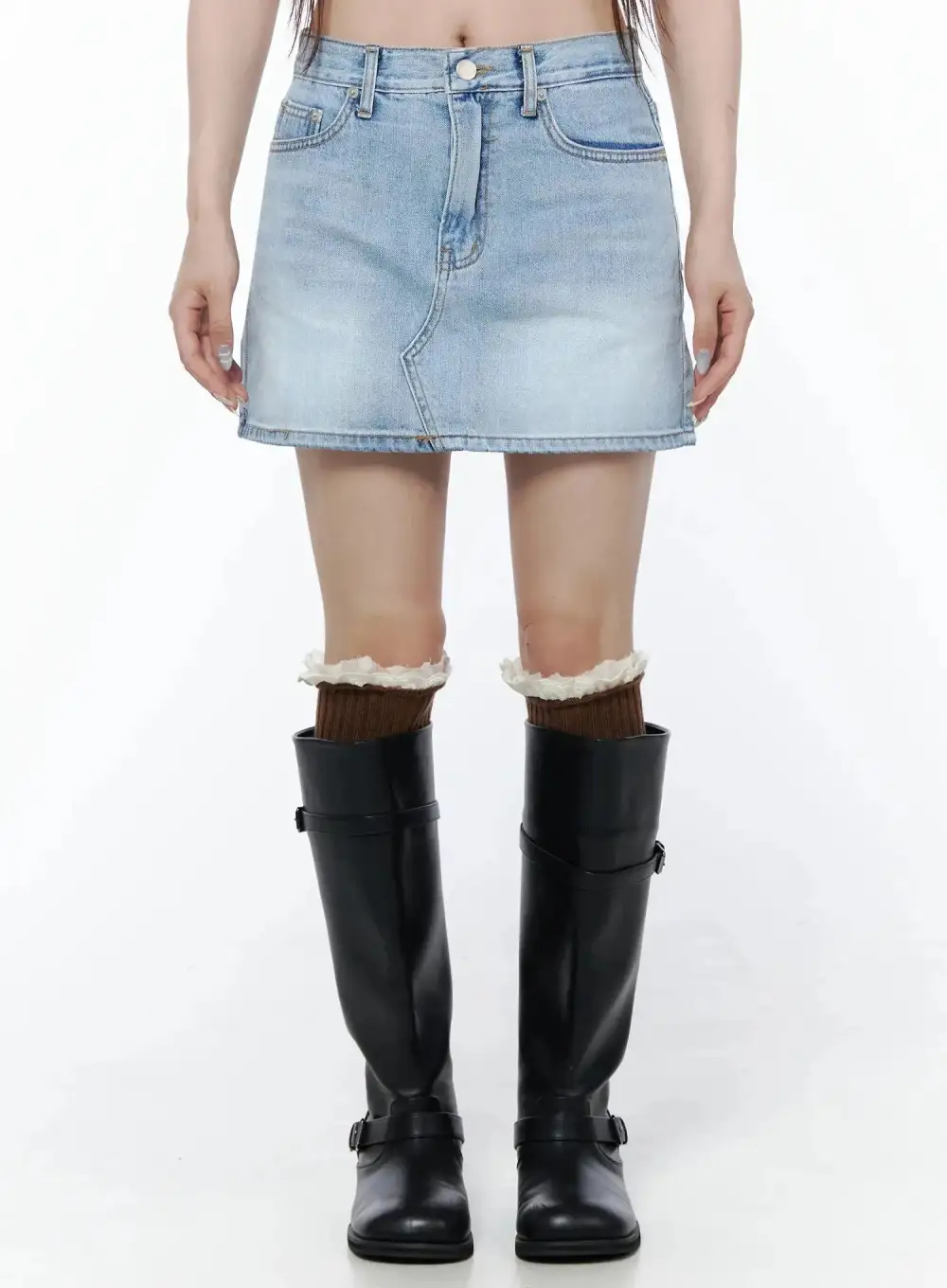 Low-Rise Denim Mini Skirt