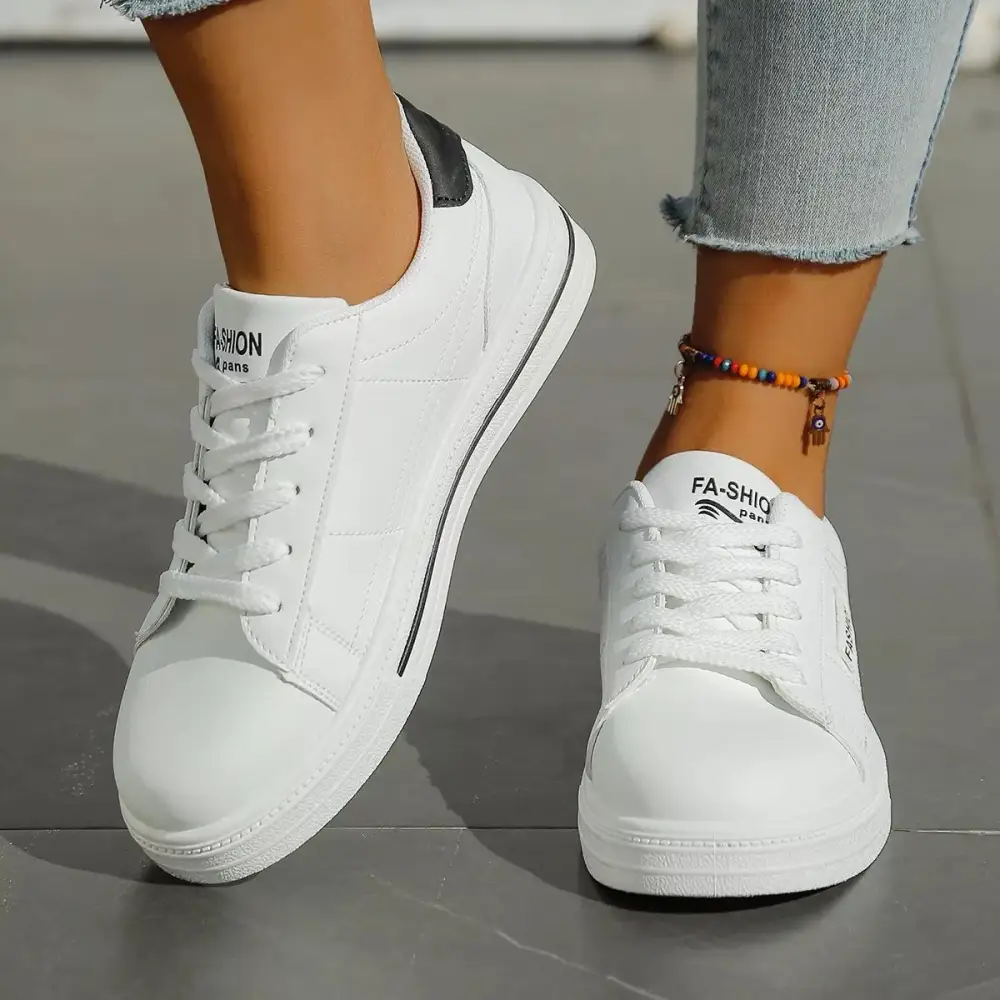 Textured Lace-Up Casual Sneakers