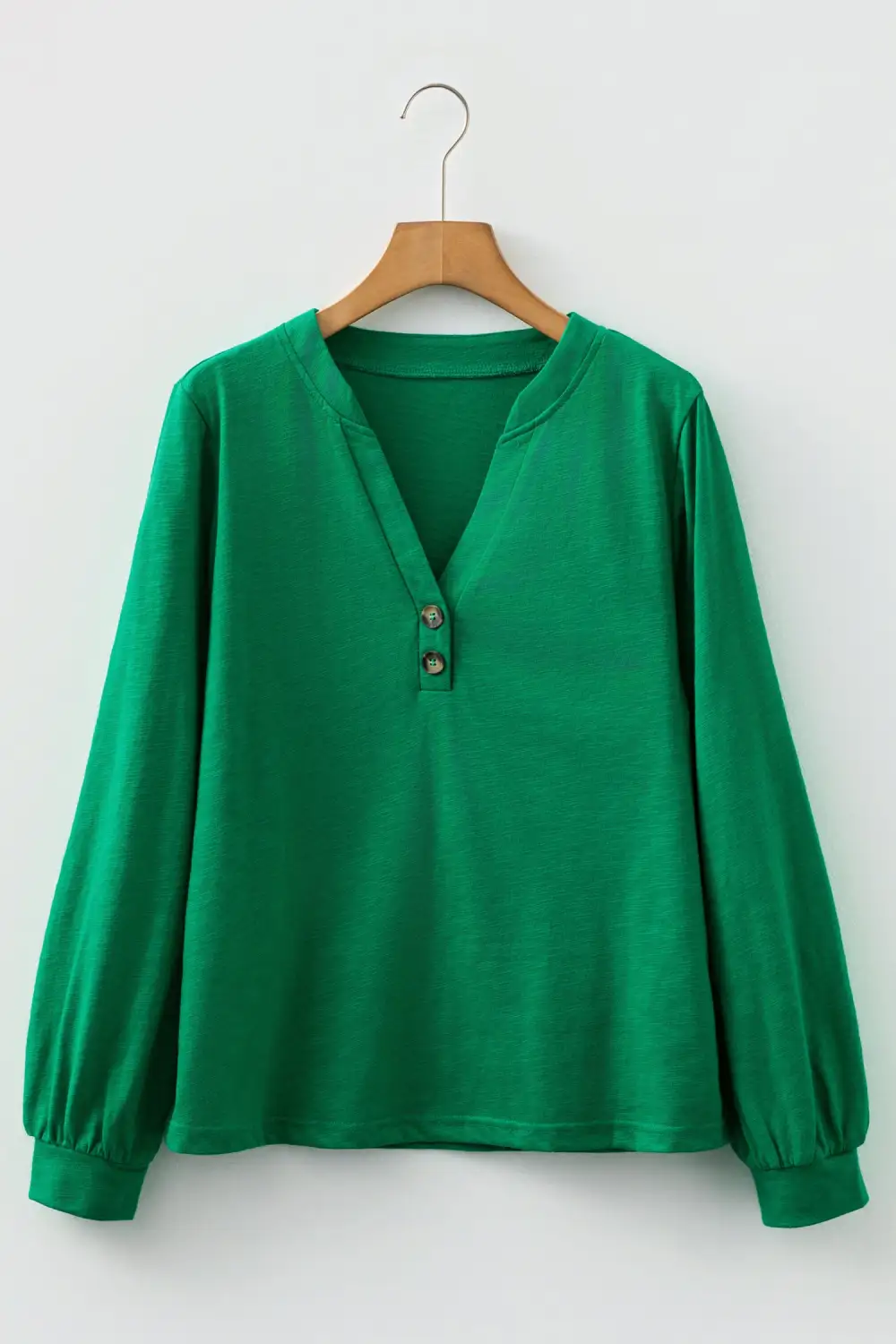 Solid V Neck Long Sleeve Women's Top
