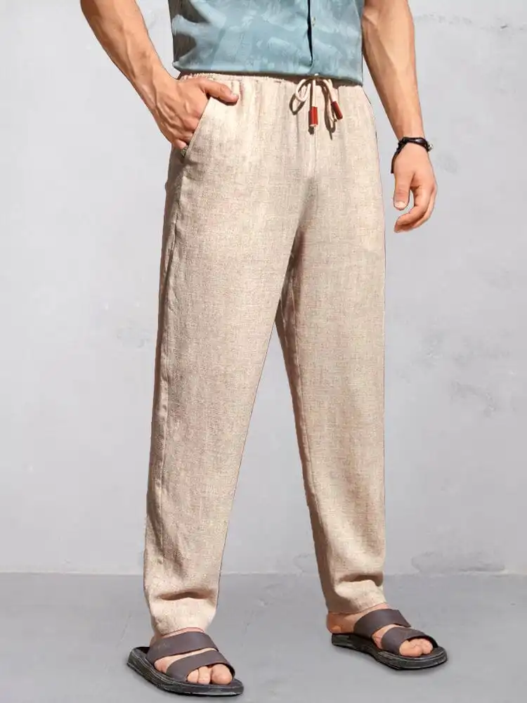 Cotton Linen Pull On Pants