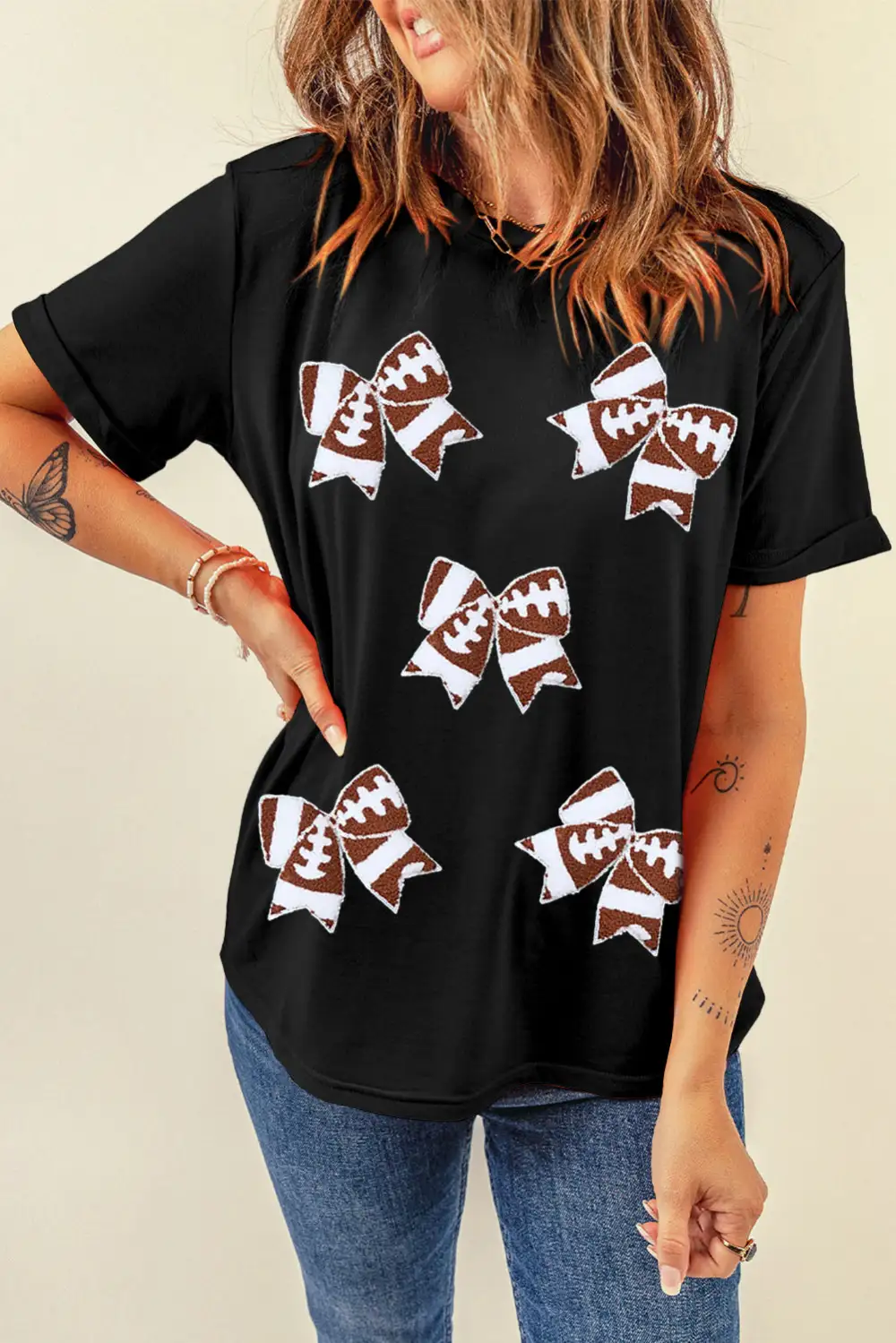 Black Rugby Football Bowknot Pattern