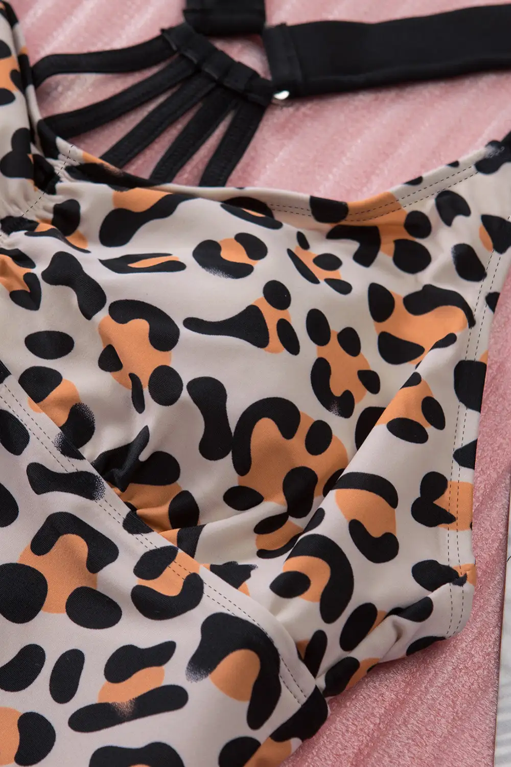Swimwear Geometric Leopard Abstract Backless Sheath Active Bikinis Tops