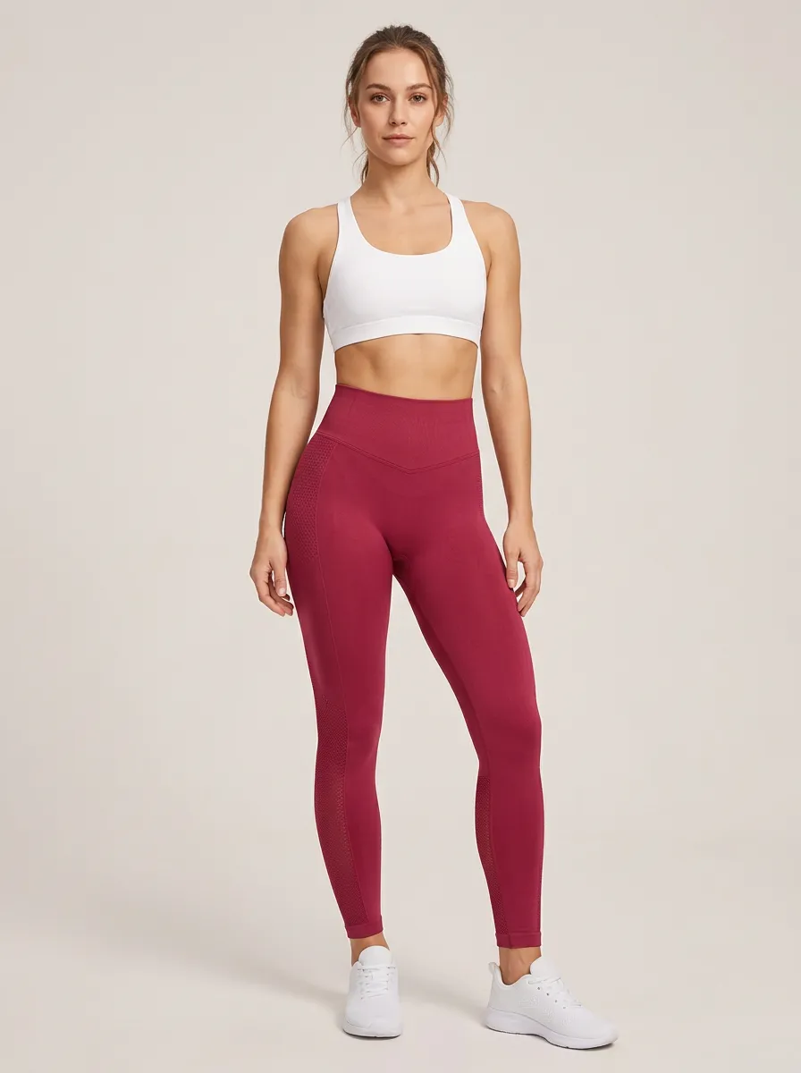 Women's High Waist Mesh Detail Printed Seamless Fitness Leggings