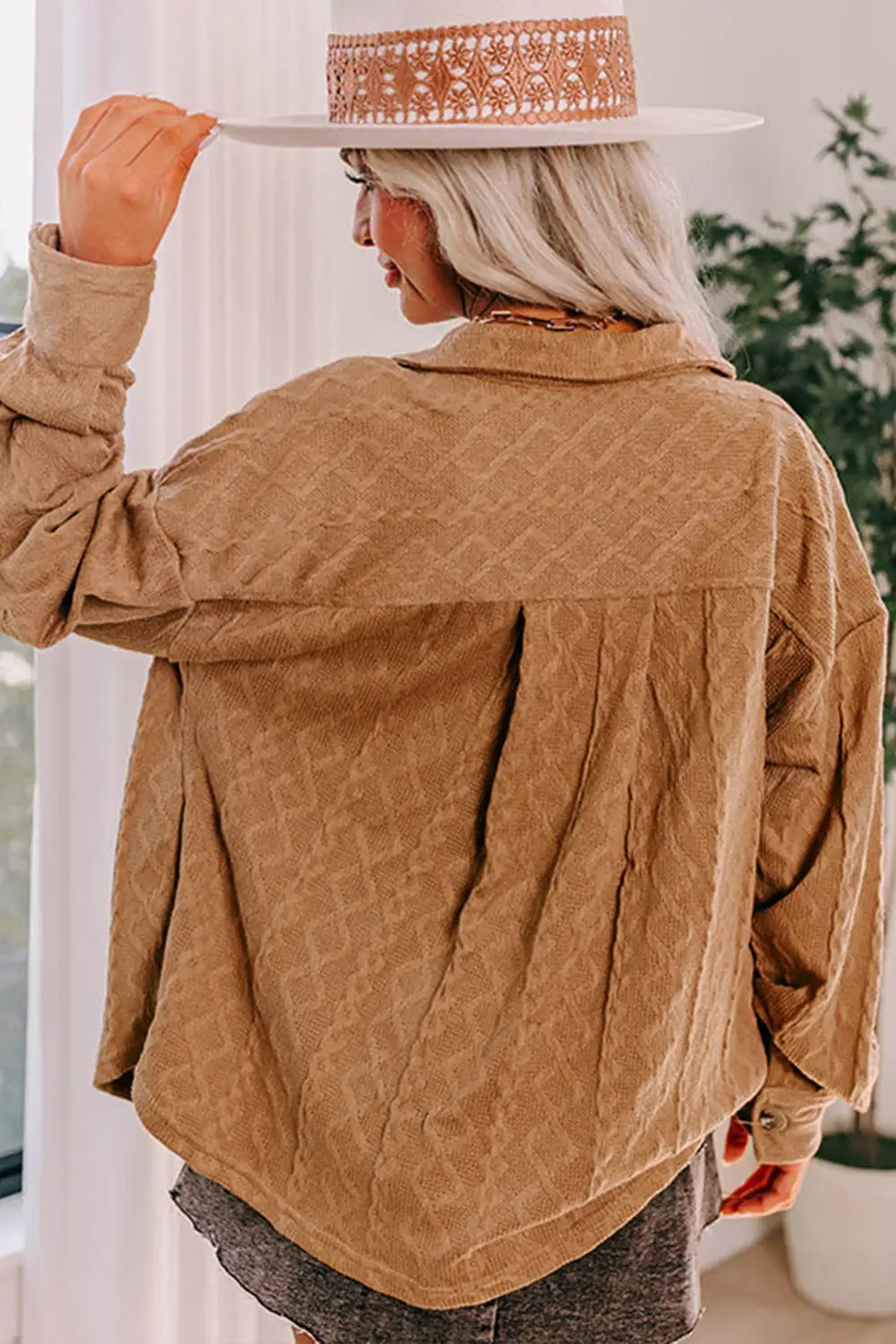 Cable Knit Flap Pocket Shirt Jacket