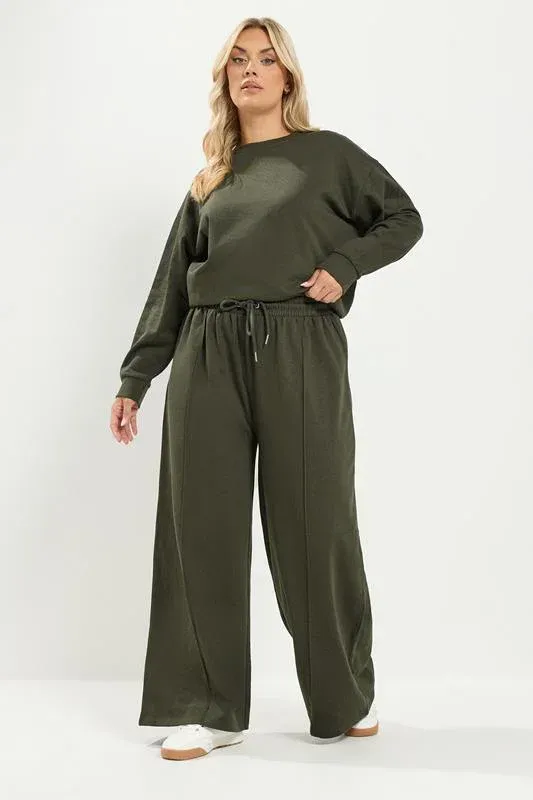 Khaki Green Wide Leg Jogger