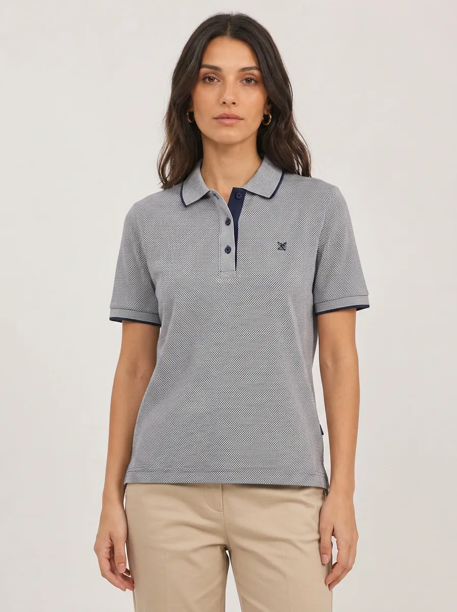 Women's Casual Style Micro-Patterned Printed Polo Shirt