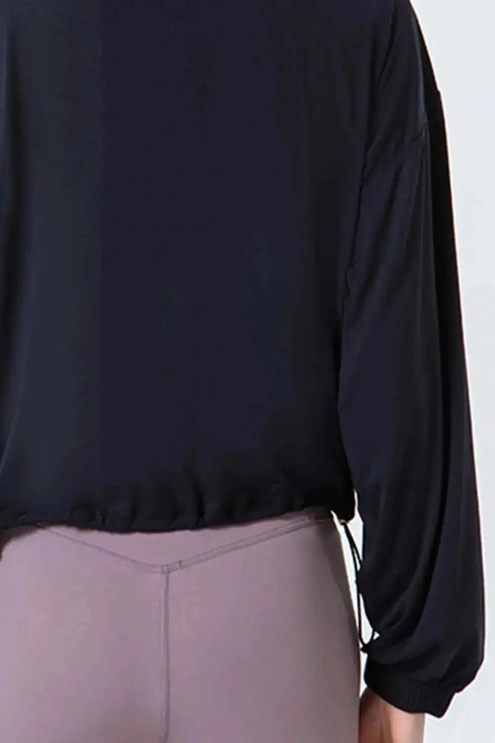 Drawstring Zip-Up Dropped Shoulder Active Outerwear