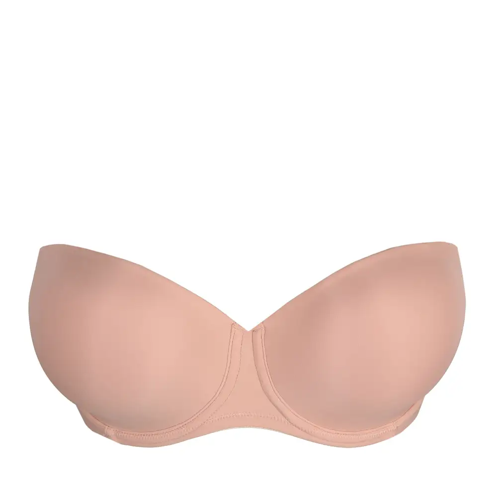 Women's Strapless Molded Padded Seamless Adjustable Straps Mesh Microfiber Rounded Shape Bra