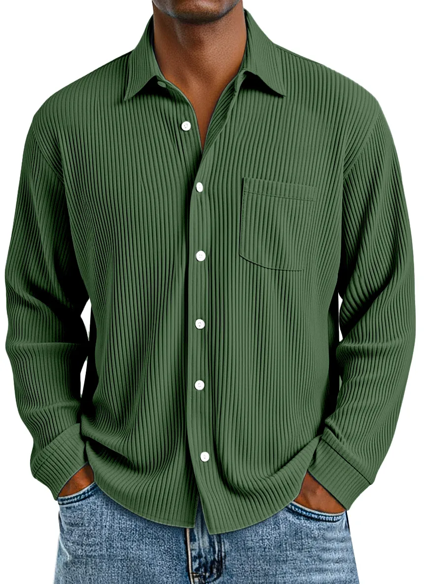 Layered Long Sleeve Open Collar Shirt