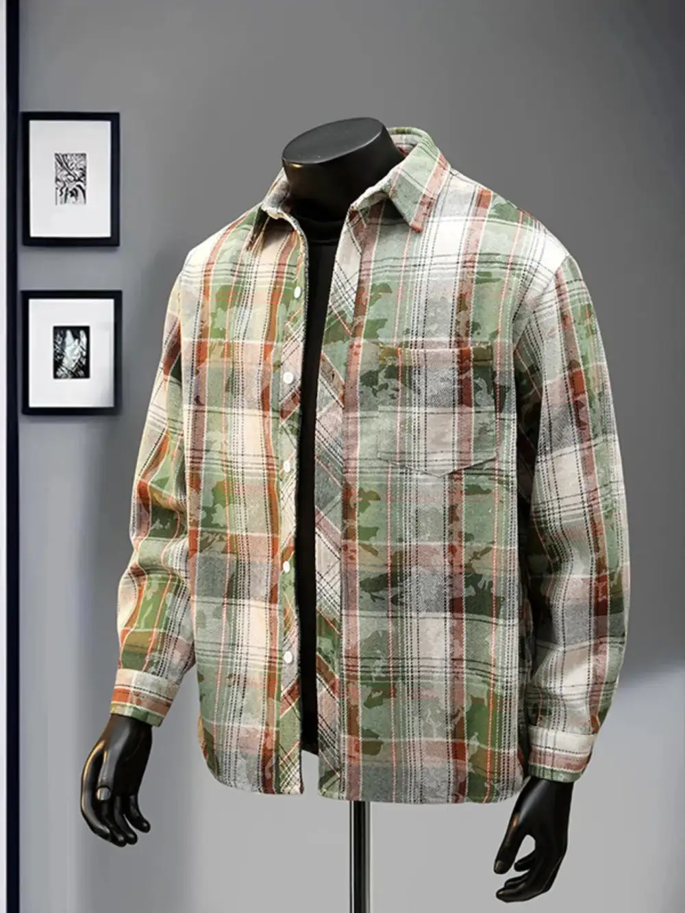 Cotton Plaid Long Sleeve Shirt