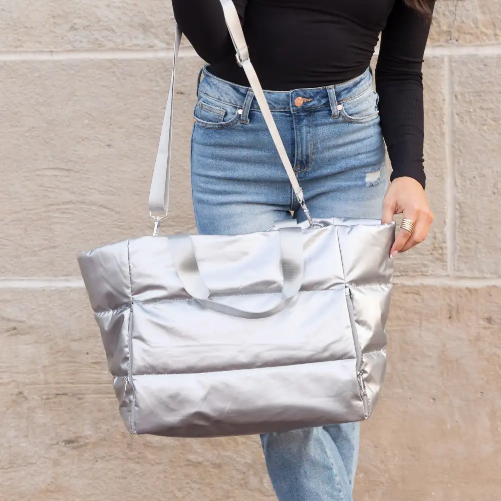 Metallic Puffer Tote Bag