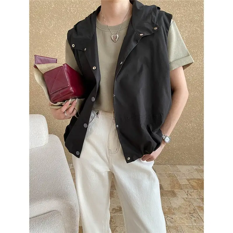 Contemporary Loose Hooded Sleeveless Vest