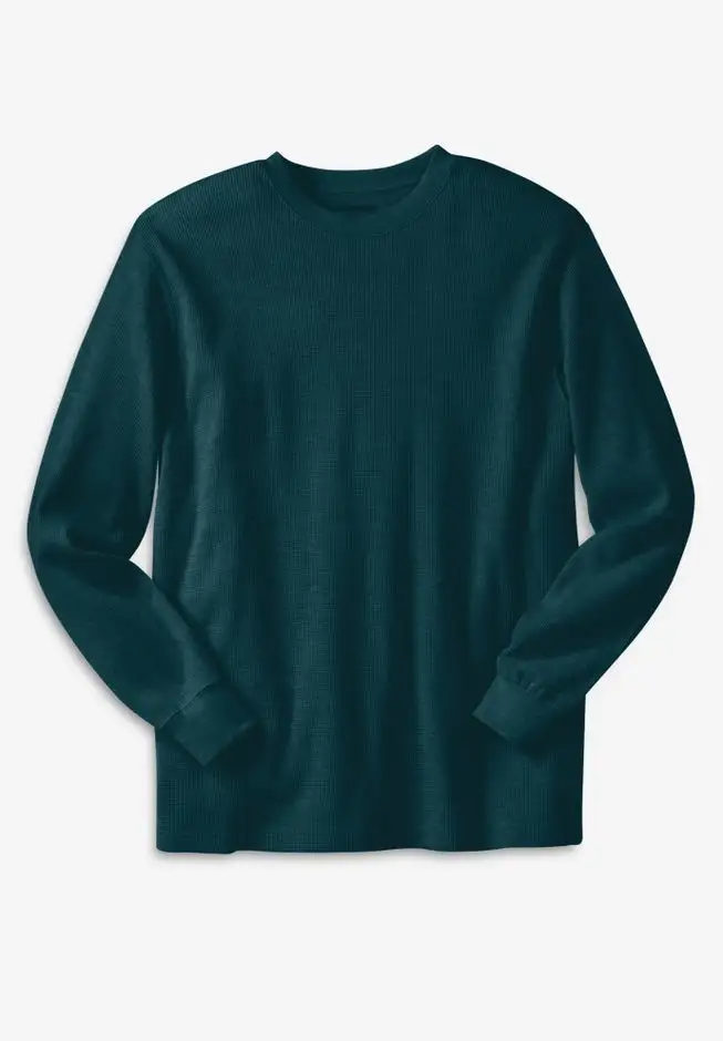 Waffle-knit Thermal Crewneck Tee