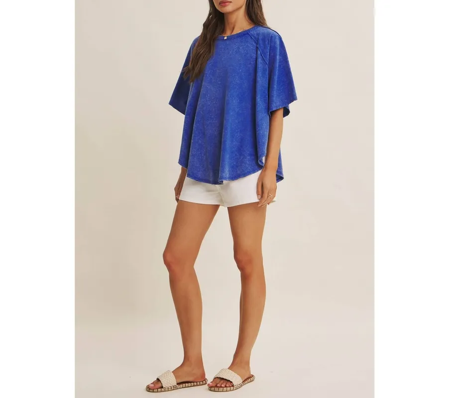 Mineral-Washed Draped Cotton Jersey Top