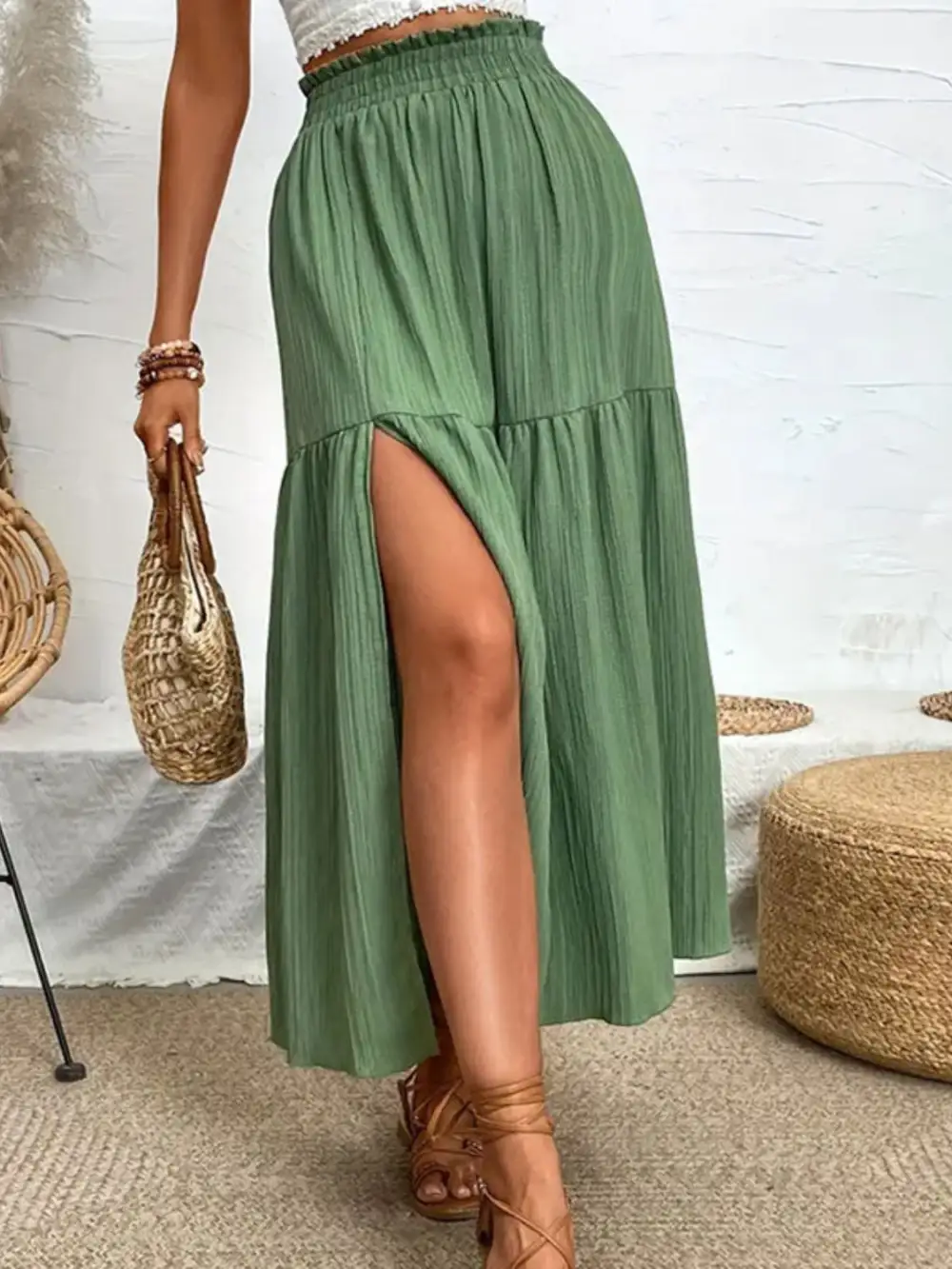 Side Slit Frill Skirt