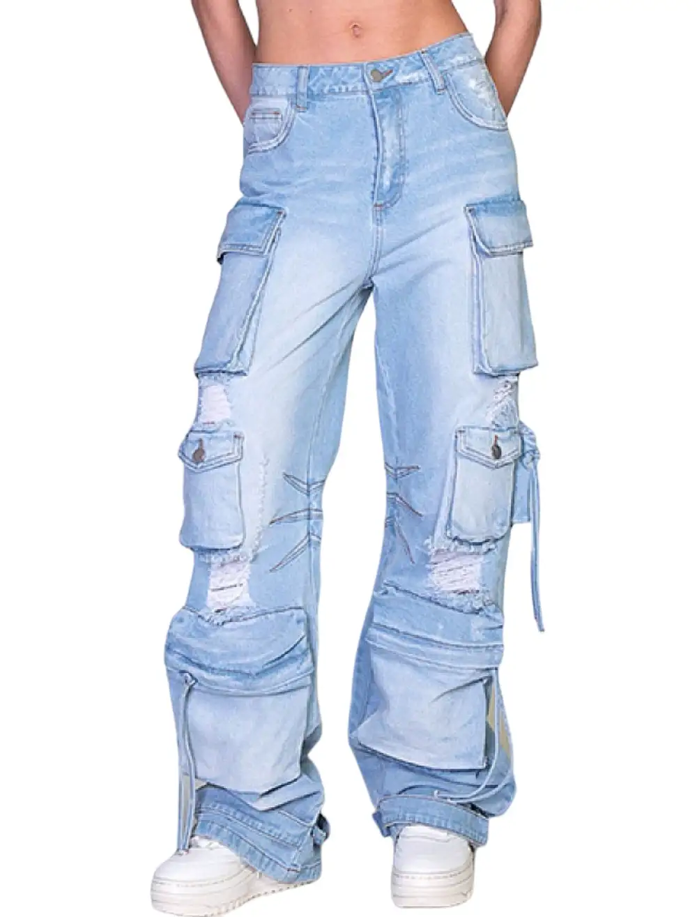 Mid-Rise Cargo Jeans