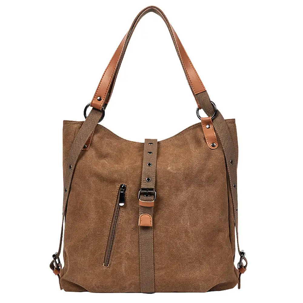 Modern Canvas Handbag Horizontal Square Anti-Theft Tote