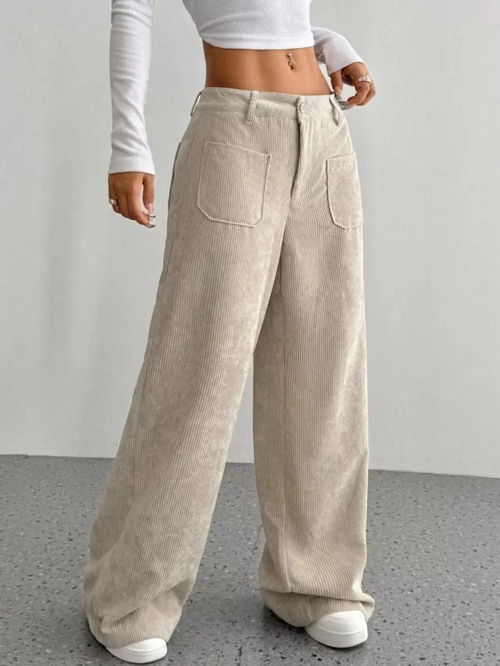 Wide Leg Corduroy Relaxed Fit Pants