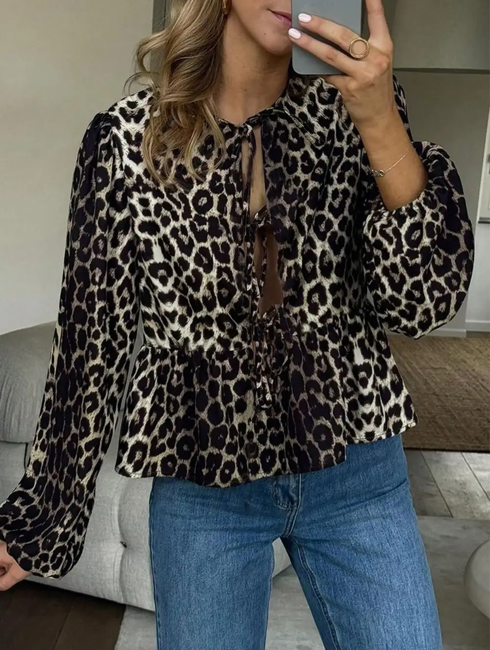 Leopard Print Loose Blouse