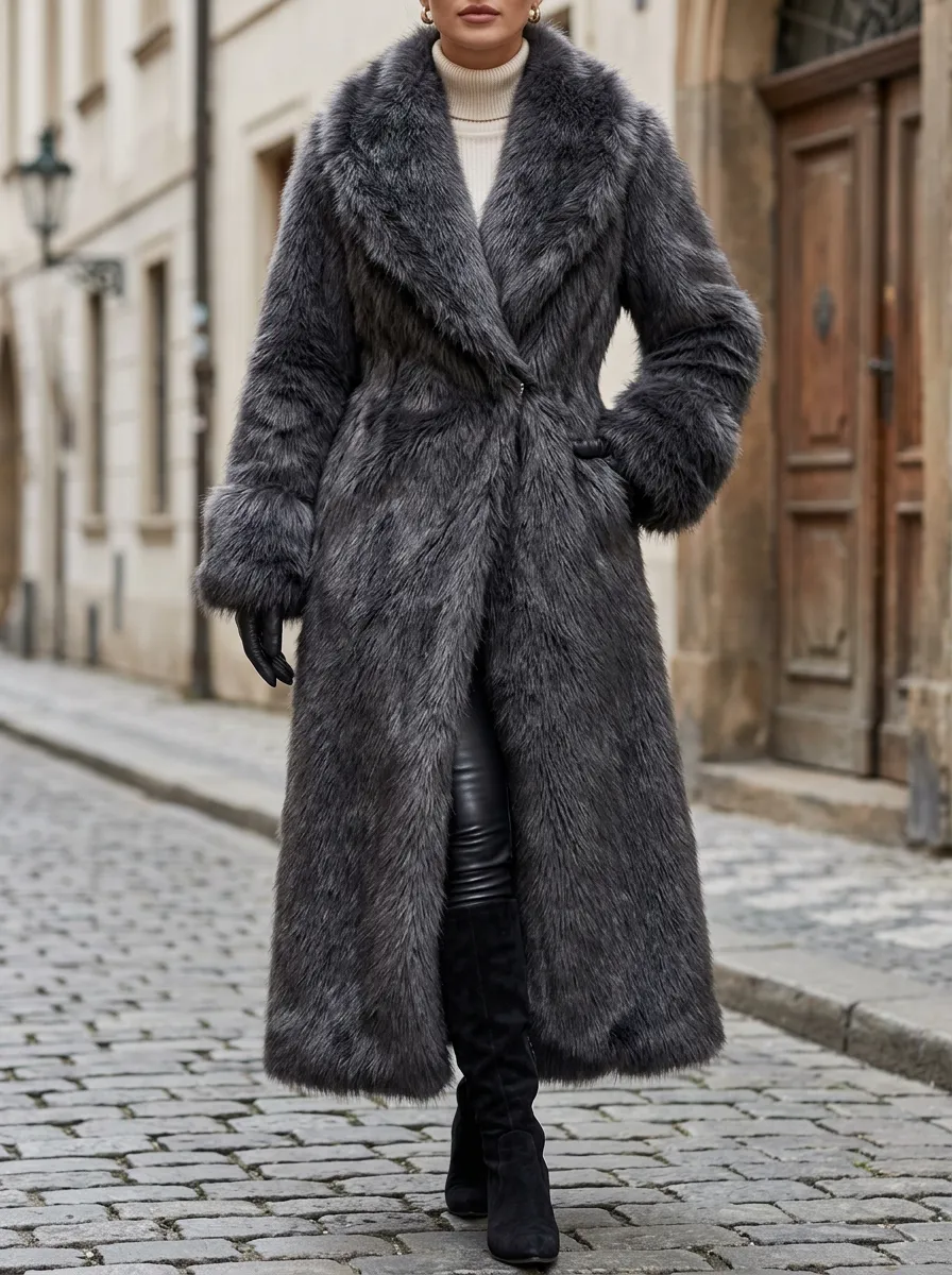 Easy-Layer Longline Faux Fur Coat