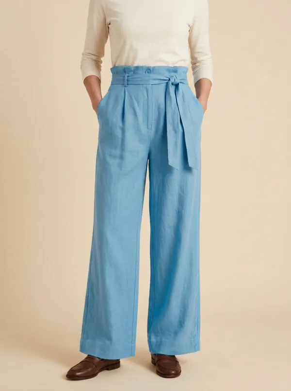 Minimalist Belted High Rise Wide Leg Pants
